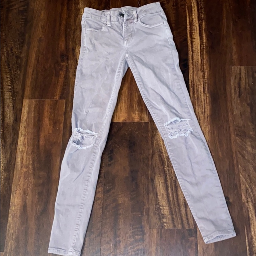 Women Grey American Eagle Ripped Jeans